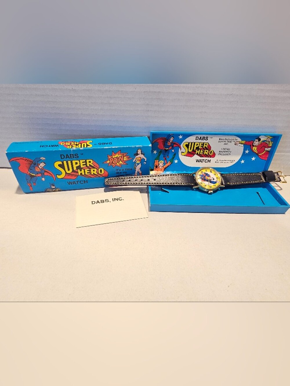 The 1977 Dabs DC Comic Superman Watch is a vintage timepiece featuring a unique